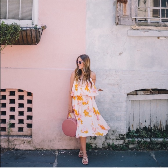 Anthropologie Paper Crown Magnolia Floral Print Midi Dress, Size Large, NWT - Picture 5 of 6